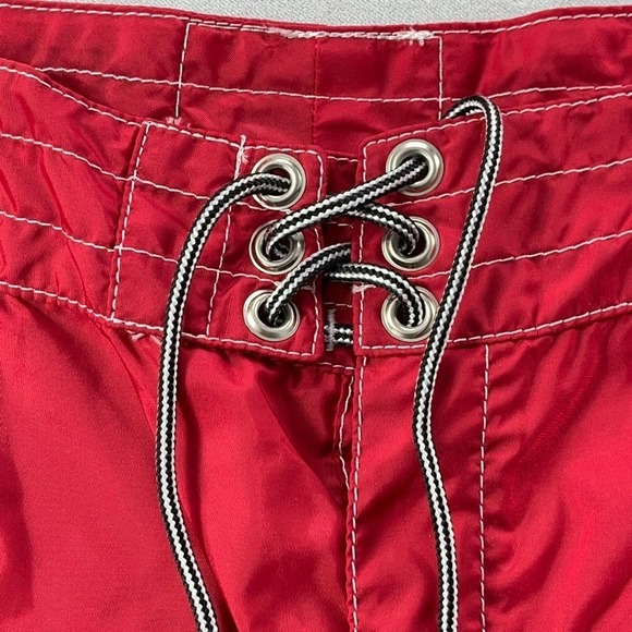 Birdwell Beach Britches Board Shorts Women 12 Red Nylon Pocket USA - Picture 4 of 12